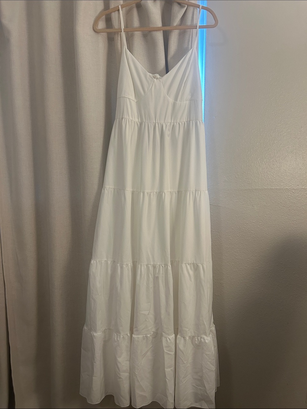 White Tiered Maxi Dress with Spaghetti Straps